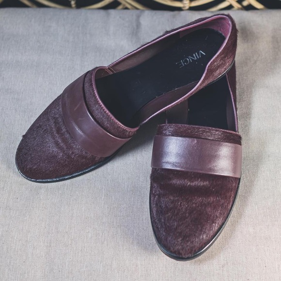Burgundy Vince Genuine Calf Hair Flats - Picture 1 of 2